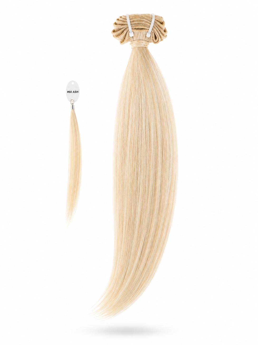 Extensiones de pelo rubio tono #60 ASH cosido liso 100% natural - Elizabeth's Hair
