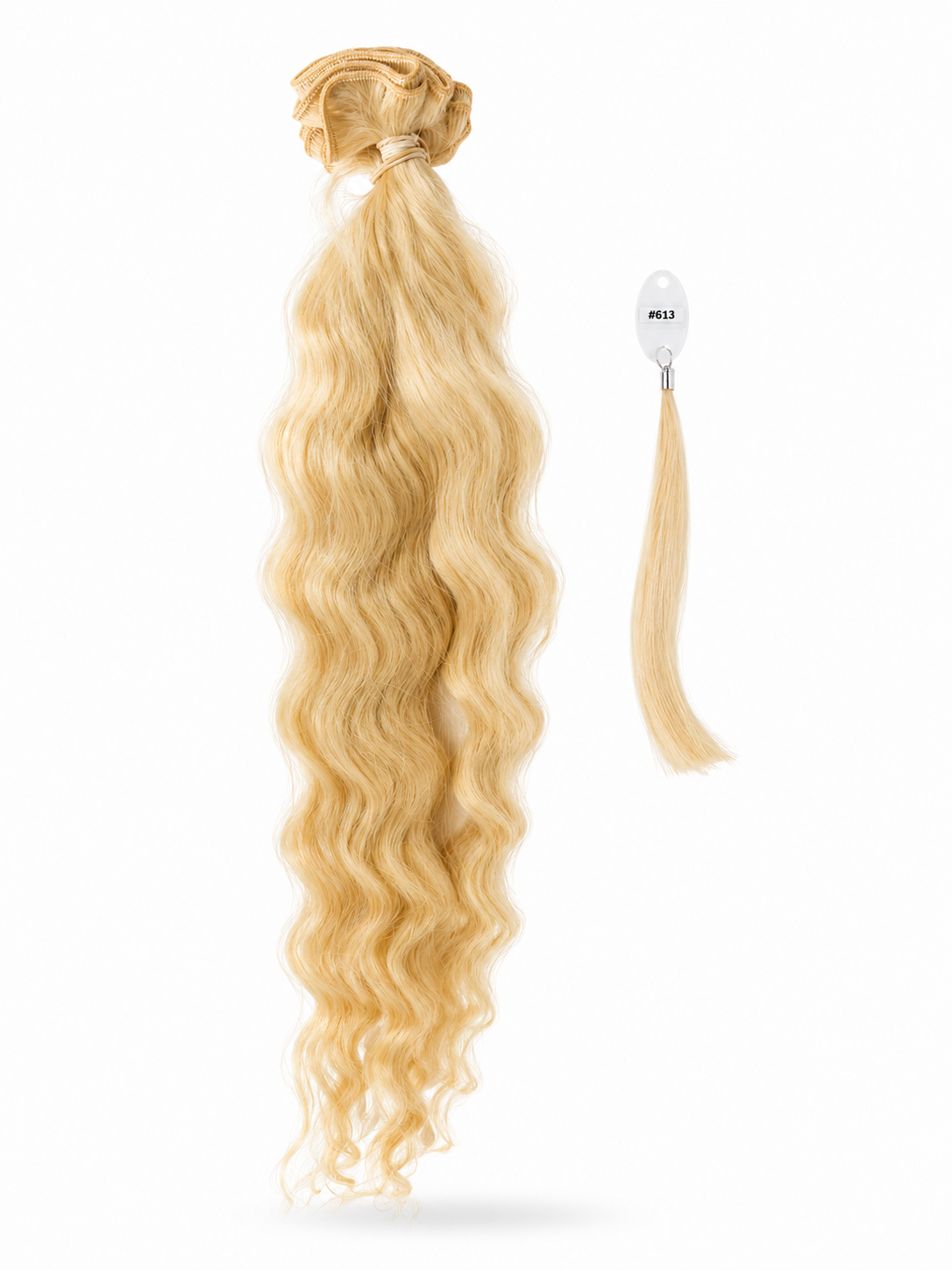Extensiones de pelo rubio cosido platino #613 ondulado 100% natural - Elizabeth's Hair
