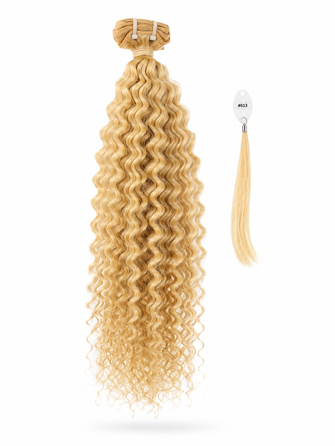 Extensiones de pelo rubio cosido platino #613 rizado 100% natural - Elizabeth's Hair
